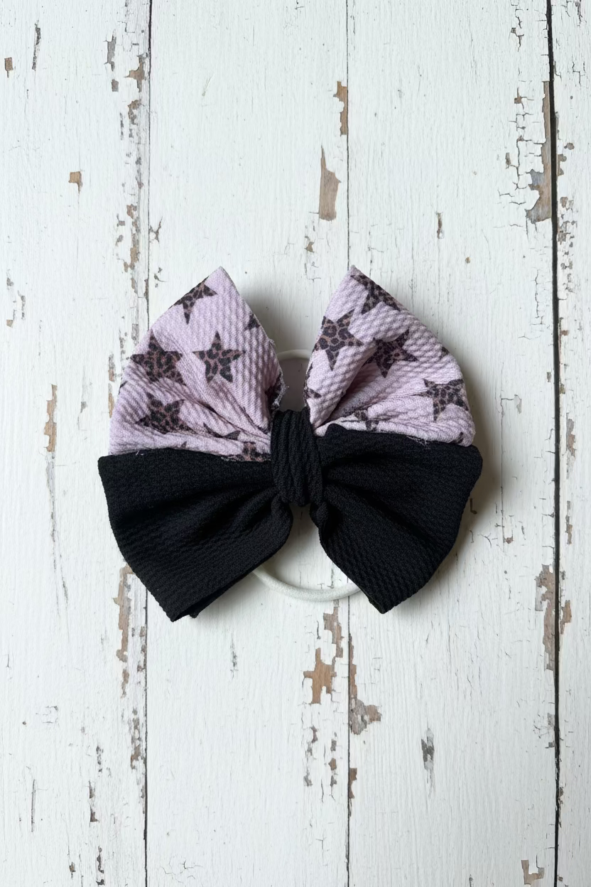Leopard Star & Black Headband Bow