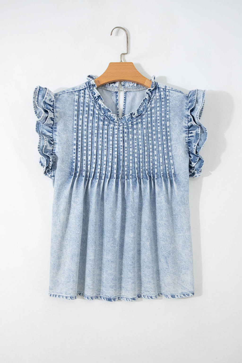 DENIM PLEATED TOP