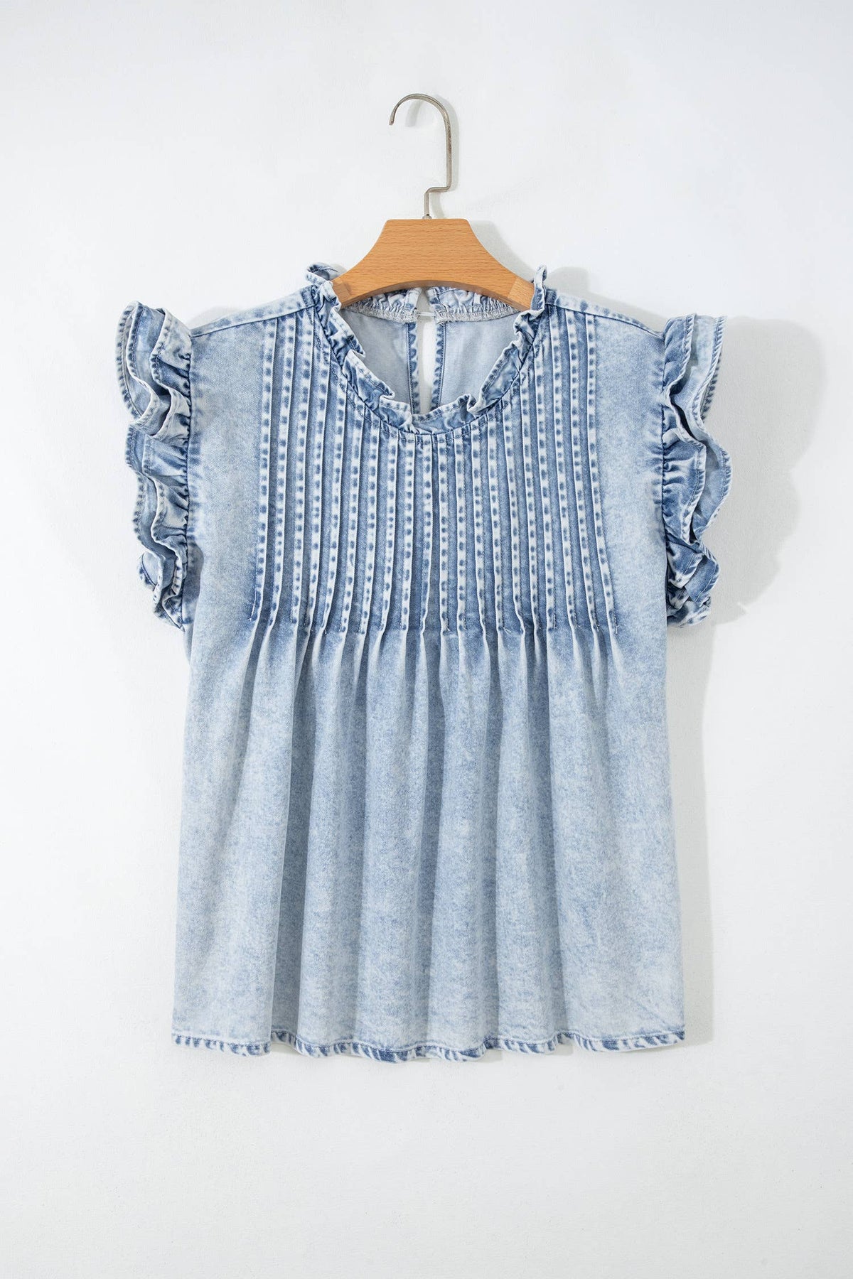 DENIM PLEATED TOP