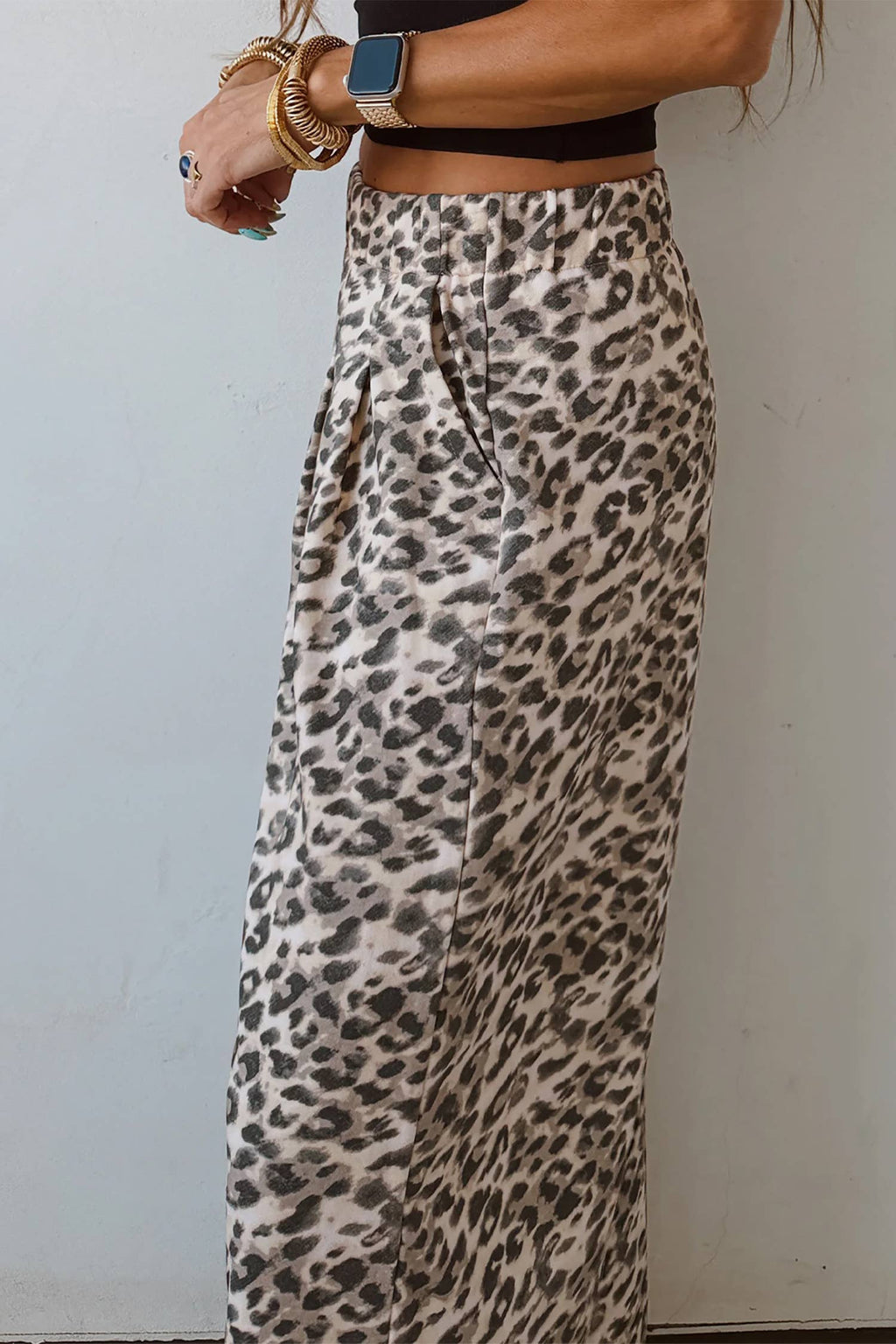 LEOPARD PRINT WIDE LEG PANTS