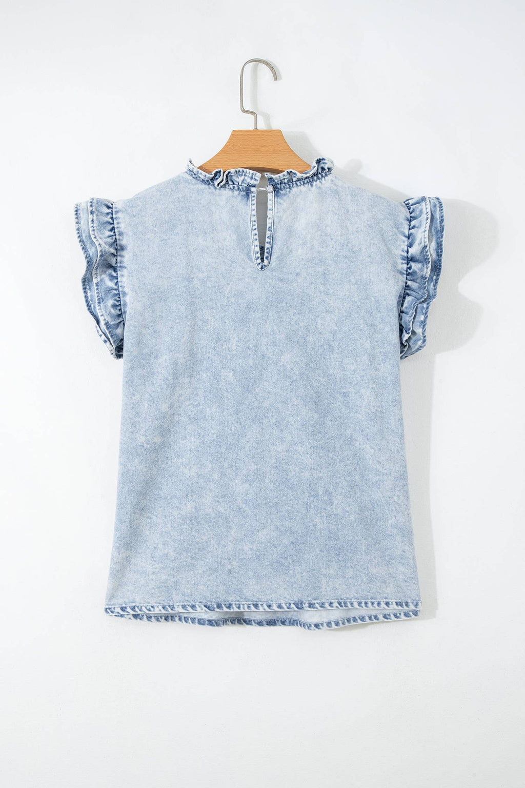 DENIM PLEATED TOP