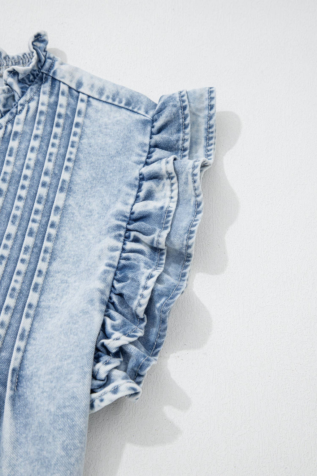 DENIM PLEATED TOP