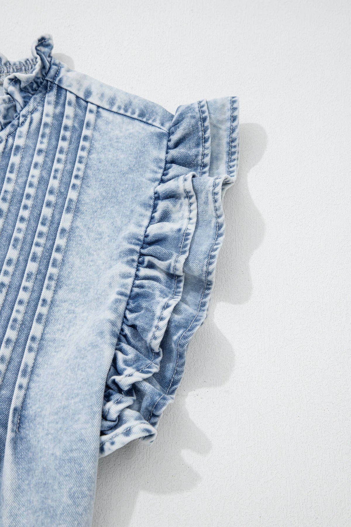 DENIM PLEATED TOP