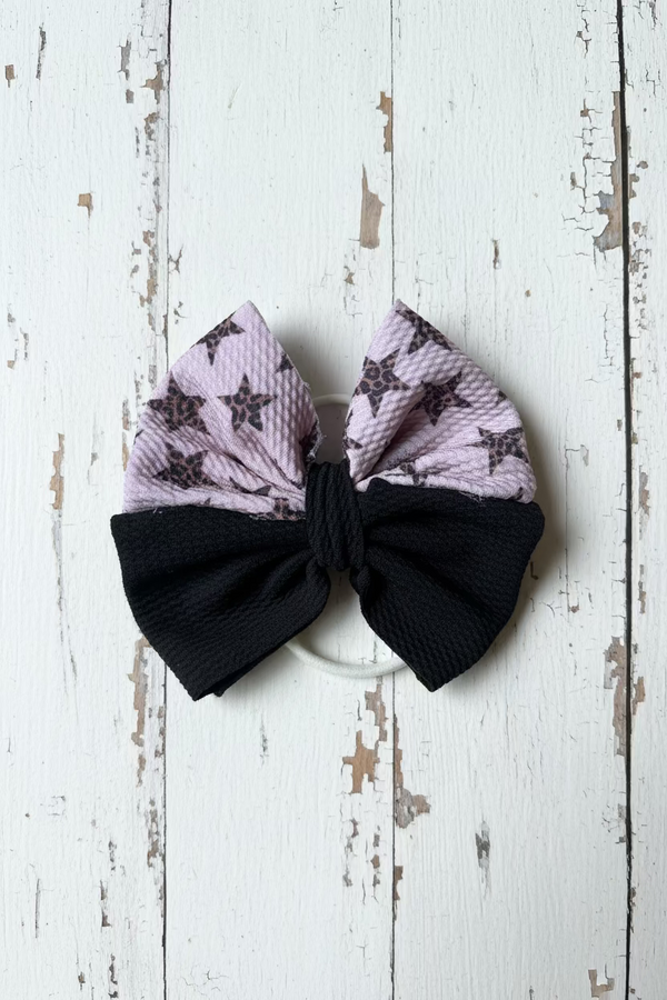 Leopard Star & Black Headband Bow