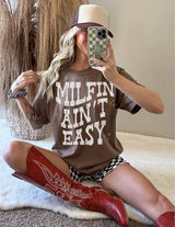 Milfin Aint Easy Graphic Tee Espresso